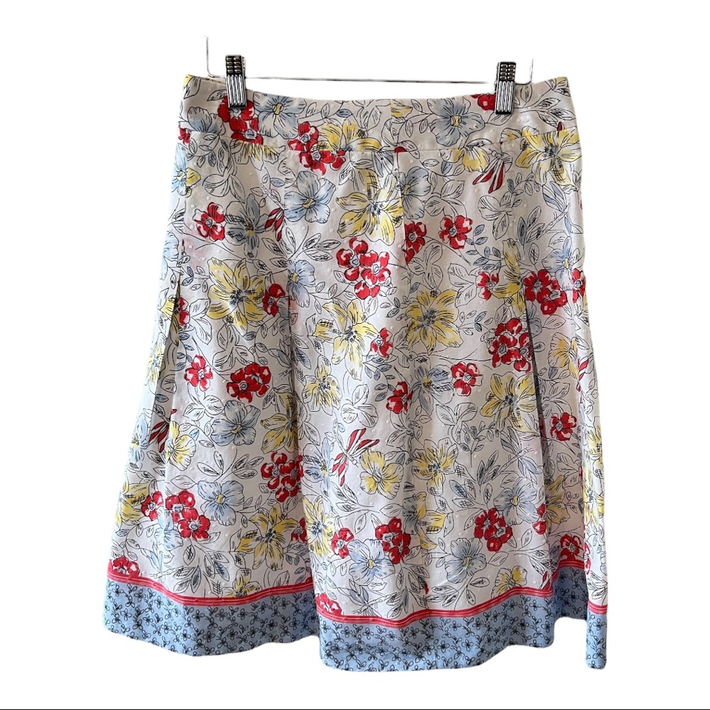 Talbots Woman’s Petites Floral Print With Dragonflies,White Swiss Dots
